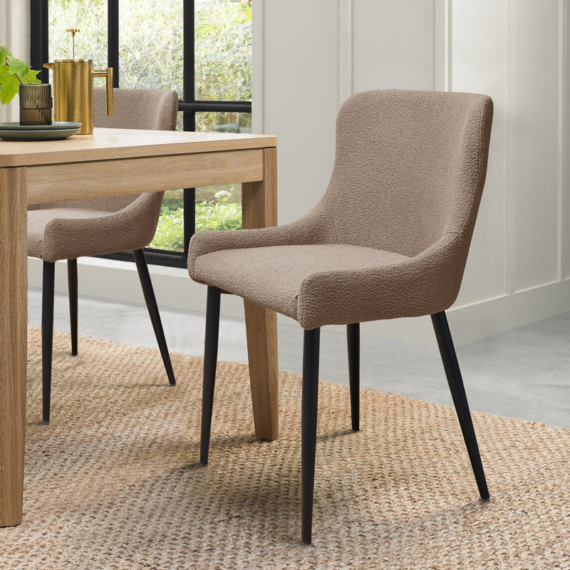 RUBENS UPHOLSTERED CHAIR - BOUCLE FABRIC - BLACK SAND POWDER COATED LEGS (PAIR), Mocha Beige