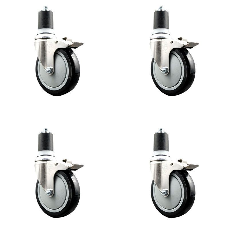 Jeu de roulettes extensibles en poly, Noir, H 5 po x l 5 po