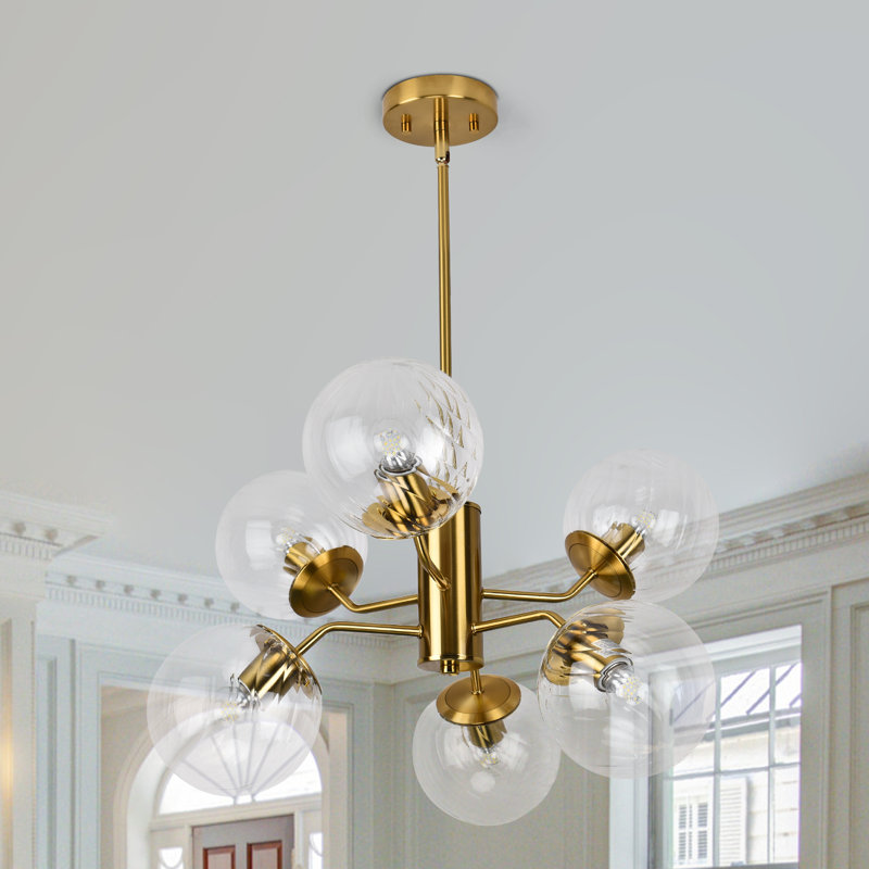 Lustre spoutnik 6 lumières en laiton