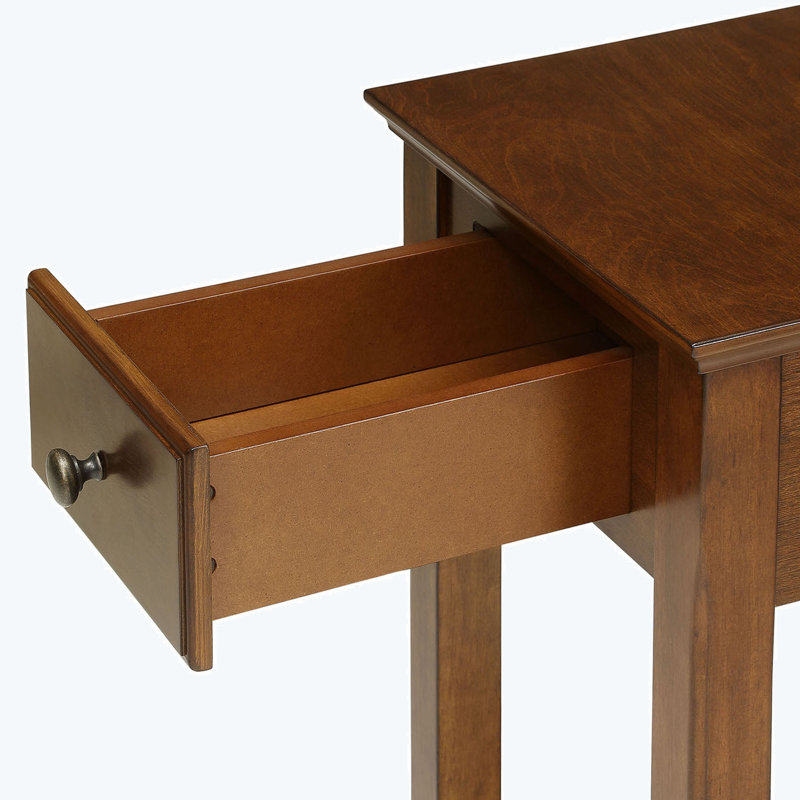 Symmons 1-Drawer Side Table with Bottom Shelf, Walnut