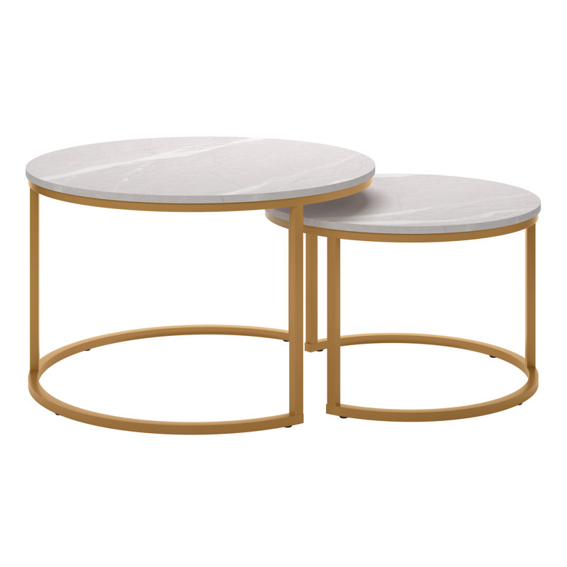 Tables gigognes Allenhurst, Marbre et or, Or