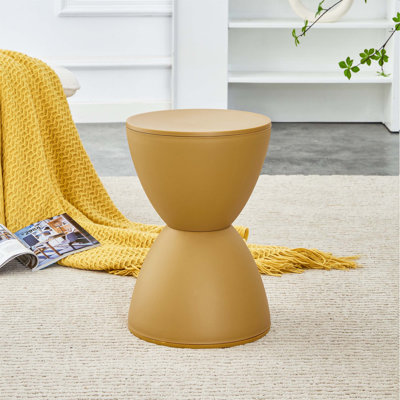 Compact and Stylish Yellow Plastic Side Table Stool, Perfect for Small Spaces and Modern Interiors.