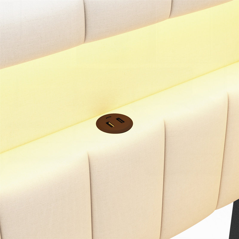 Lit contemporain à DEL avec plusieurs tiroirs de rangement à chargement USB et cadre en bois robuste pour un confort et une fonctionnalité améliorés