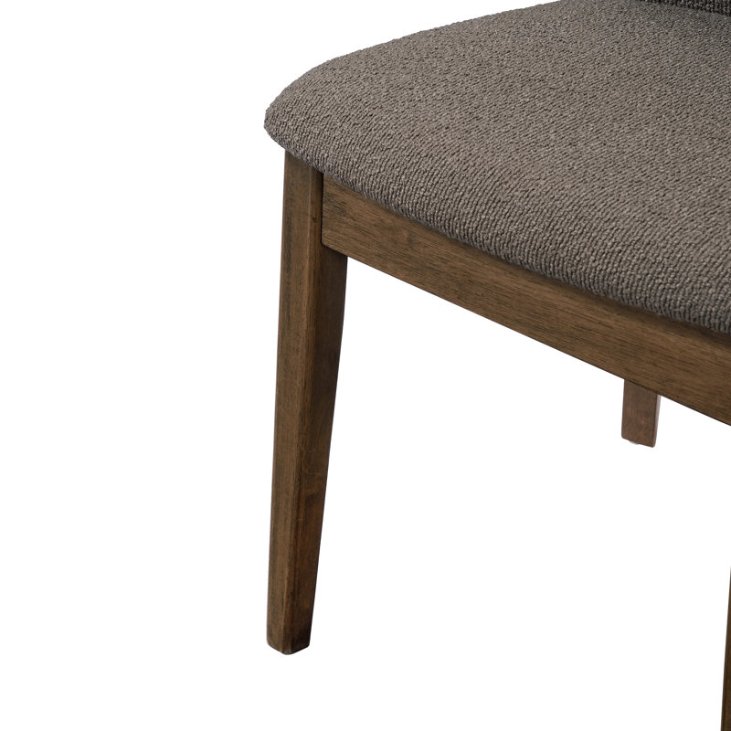 Aveline 7-Piece Mid Century Modern Dining Table Set With Upholstered Chairs, Brown/Walnut