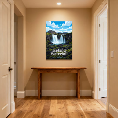 Scenic &Cityscapes Iceland Waterfall Landscape Art Print Canvas