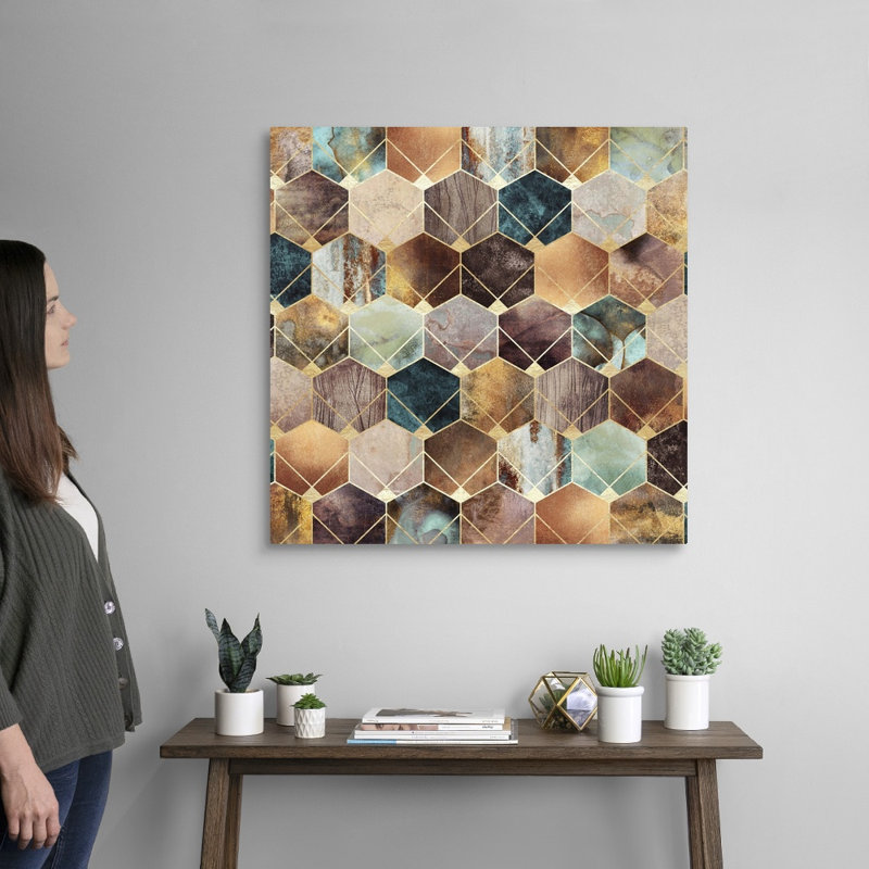 «Natural Hexagons and Diamonds», reproduction d'impression sur toile, H 30 po x l 30 po x P 1,25 po, Toile tendue