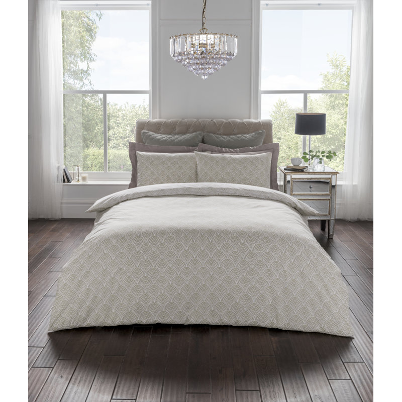 Cotton Blend Geometric Shapes Duvet Cover Set with Pillowcases, Super King Duvet Cover + 2 Pillowcases