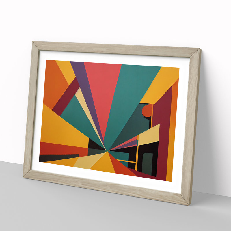 Stunning Modern Abstract Art - Single Picture Frame Print, 46cm H x 64cm W x 2cm D, Oak Framed