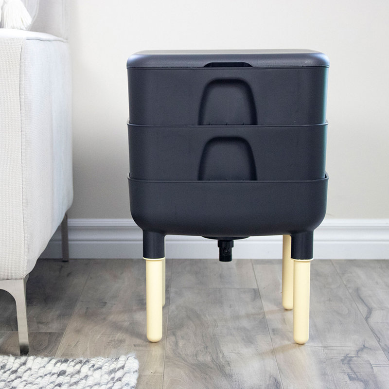 FCMP Outdoor Essential Living  Worm Composter Bin W/ Garden Trays, Black