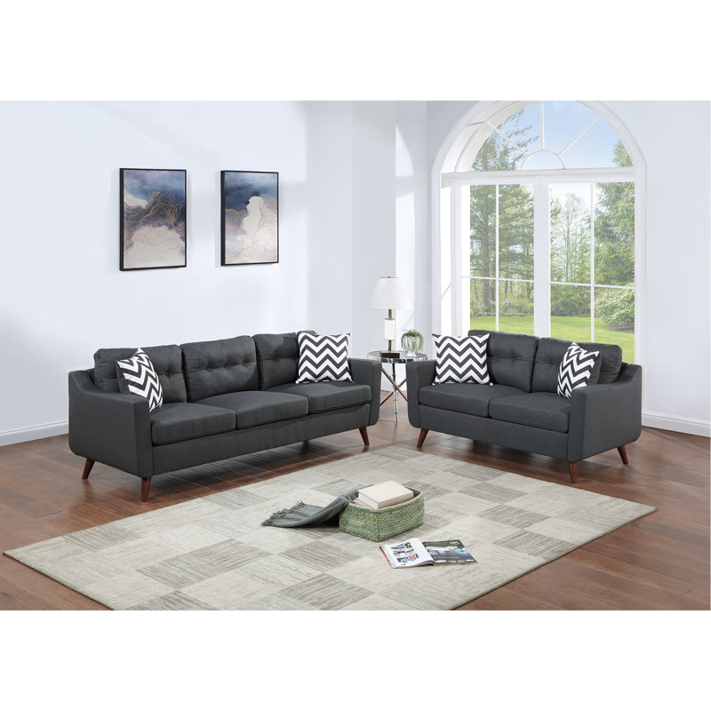Causeuse moderne avec coussins et coussins 2 pièces, Noir