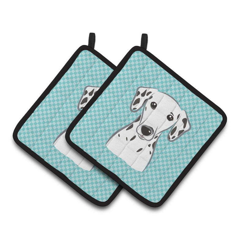Cuisinier poignée dalmatien caroline trésors Checkerboard, Bleu