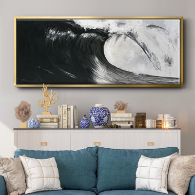 Black & White Waves III - Toile avec cadre