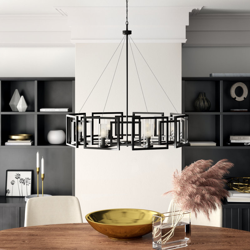 Newlin 8 - Light Dimmable Drum Chandelier, Matte Black