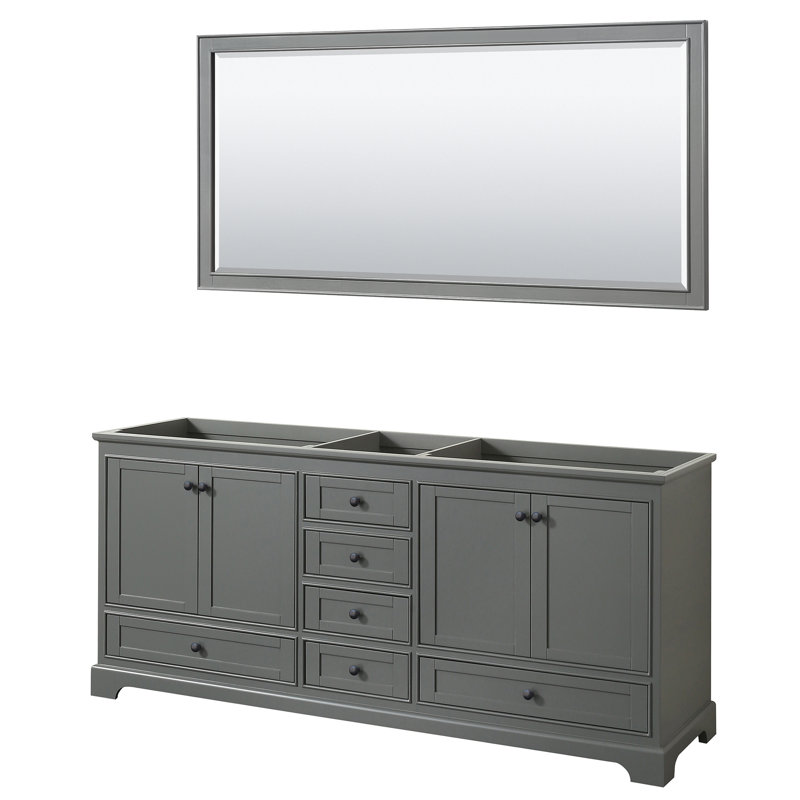 Deborah 79'' Double Bathroom Vanity Base Only, Dark Grey/Matte Black