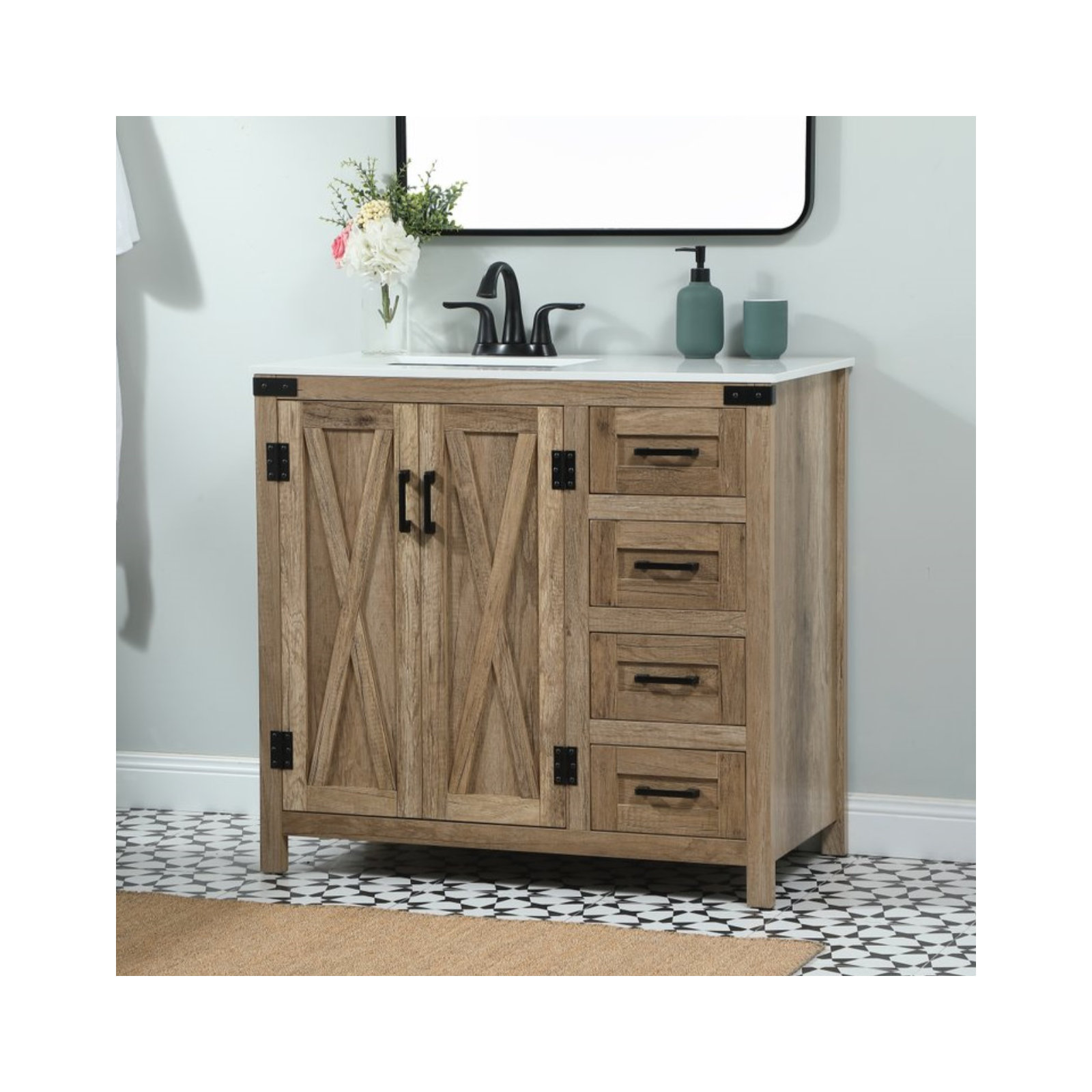 Slayton 36" Single Bathroom Vanity Set, Natural Oak