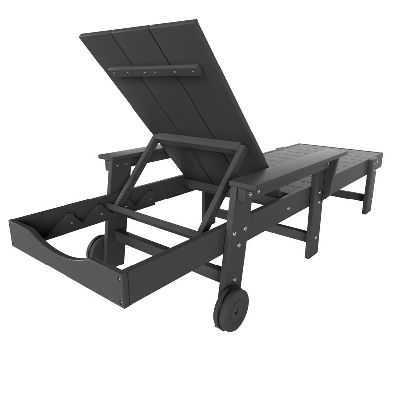 Joubert Outdoor Chaise Lounge with Table, Gray
