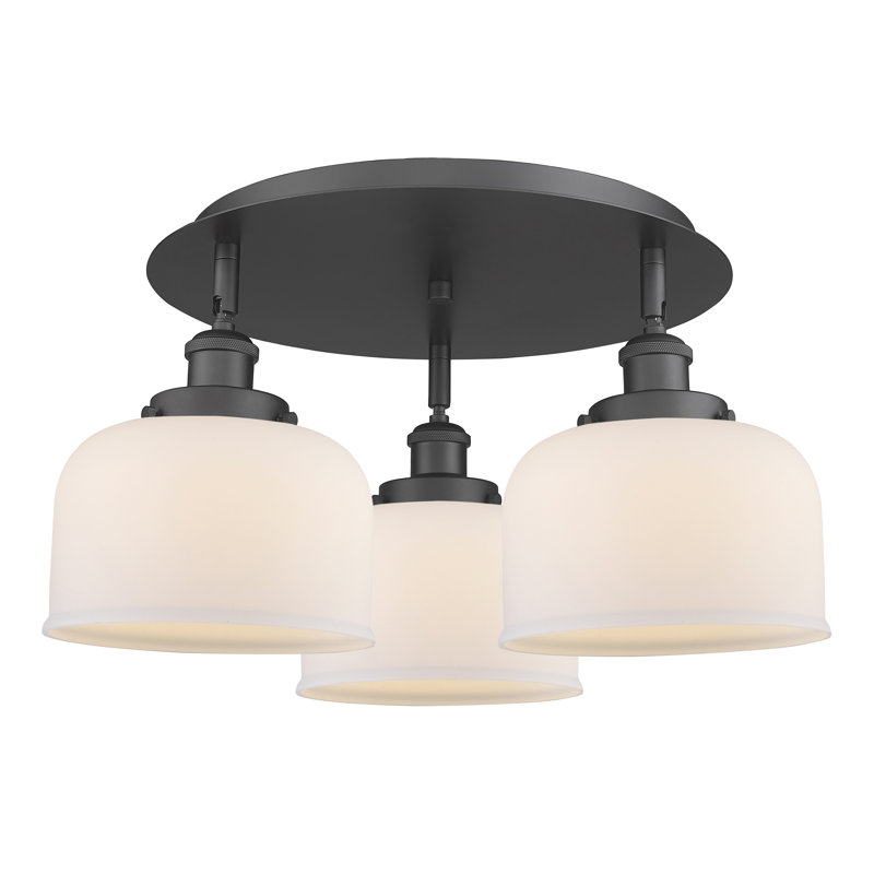 Bejtullah Glass Flush Mount, Matte White, Matte Black