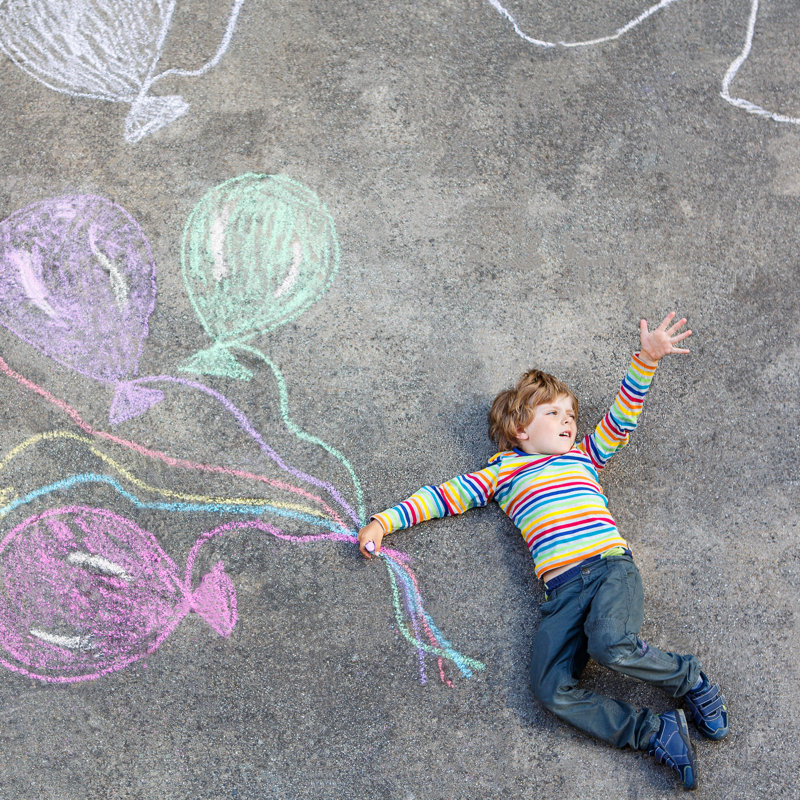 Felice Boy With Drawn Balloons by Romrodinka - Wrapped Canvas Print, 30cm H x 30cm W x 3.8cm D