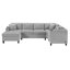 Canapé modulaire moderne en forme de U avec porte-gobelets intégrés, rangement et ports USB pour le salon - tissu chenille gris clair