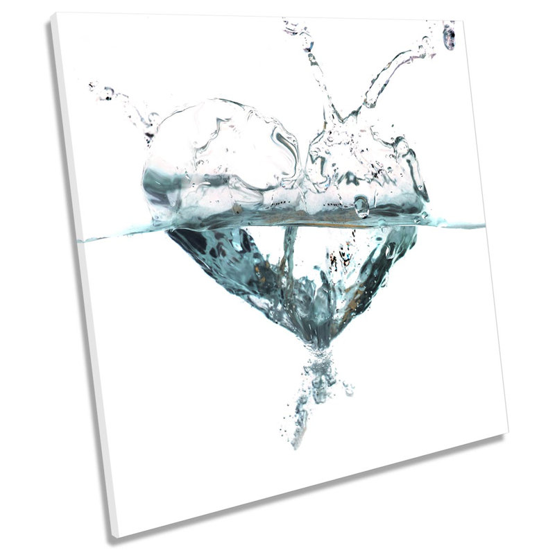 Water Splash Heart Bathroom 1 Piece Wrapped Canvas Wall Art, 60cm H x 60cm W x 2cm D