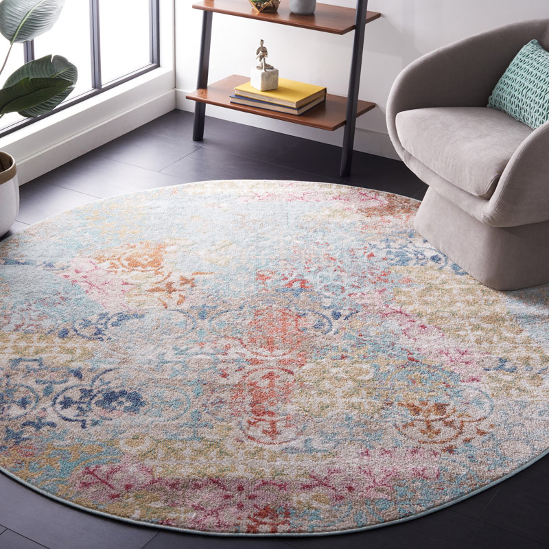 Phoenix 500 Performance Damask Rug, Round 6'7"