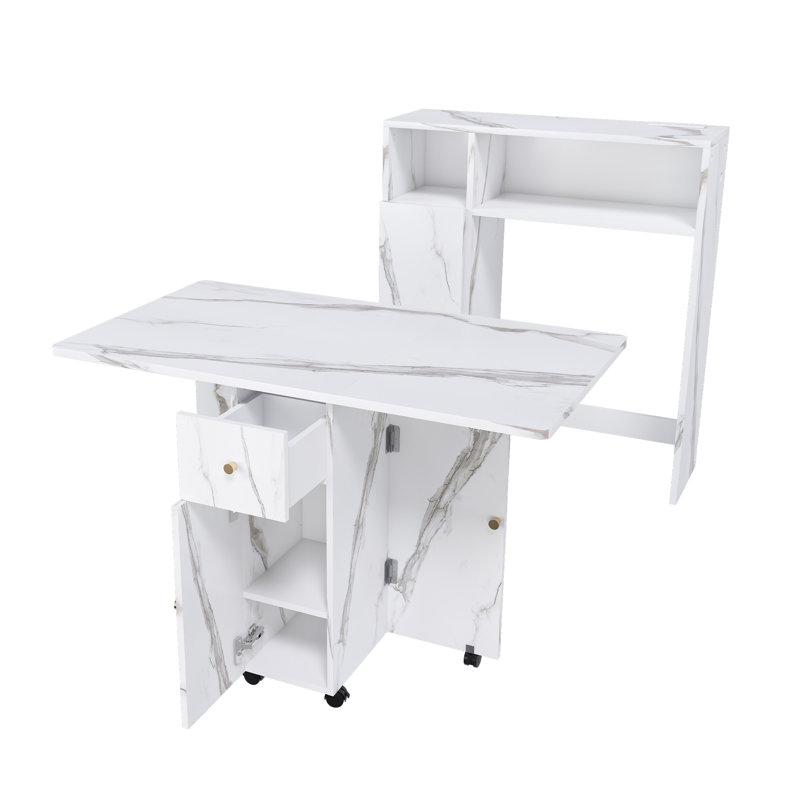 Table de salle à manger pliante multifonctionnelle avec buffet mural et rangement pour petits appartements