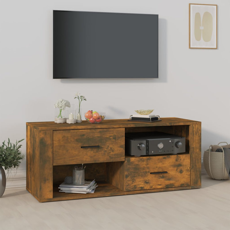 Kadezha Unfinished TV Stand for TVs up to 43", Smoked Oak
