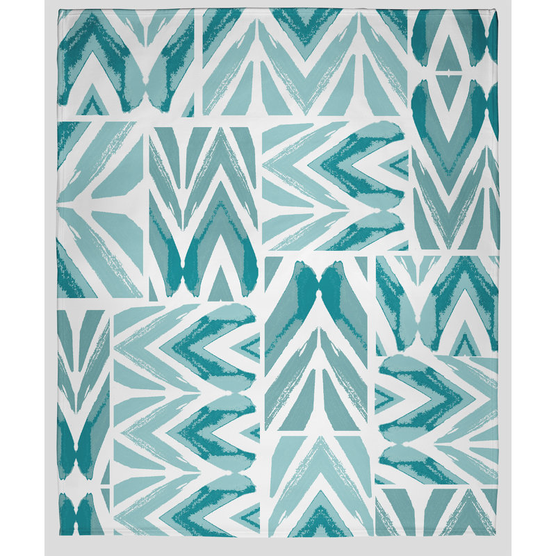 Jeté en molleton, L 60 po x L 80 po, 1.95, Bleu / vert