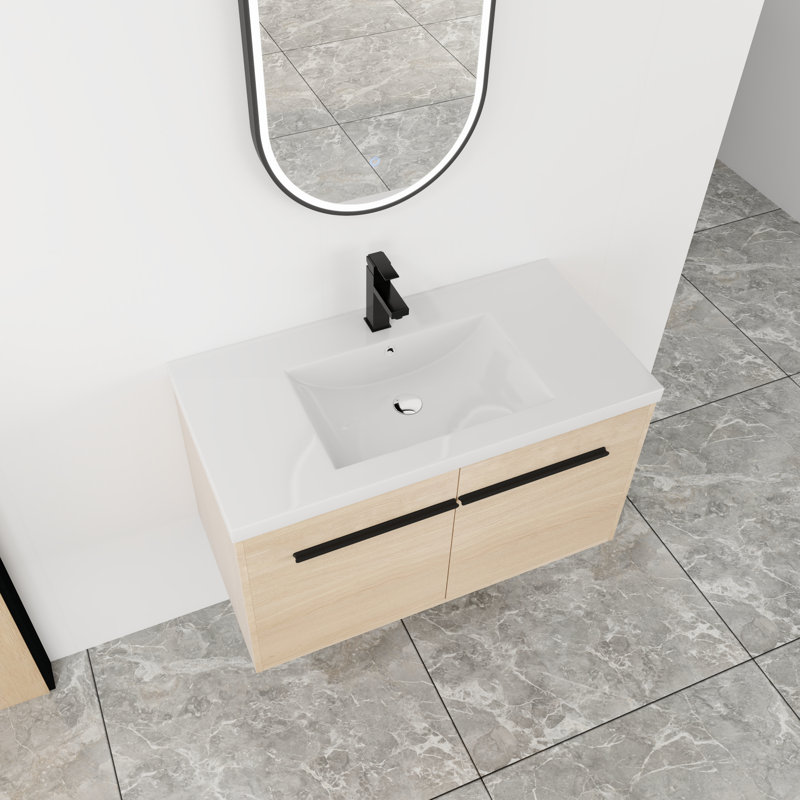 Ensemble de meuble-lavabo simple 35,45 po avec plateau en résine Harmanie