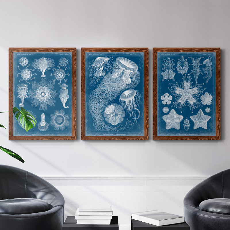 Ensemble de 2 peintures murales sur toile d'Alphonse, Afrique dans les tons de bleu, H 43,5 po x l 31,5 po x P 1 po