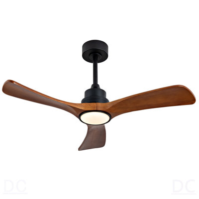 Nouveau ventilateur de plafond en bois 52 pouces avec 3 pales en bois massif, télécommande et moteur à courant continu pour le salon