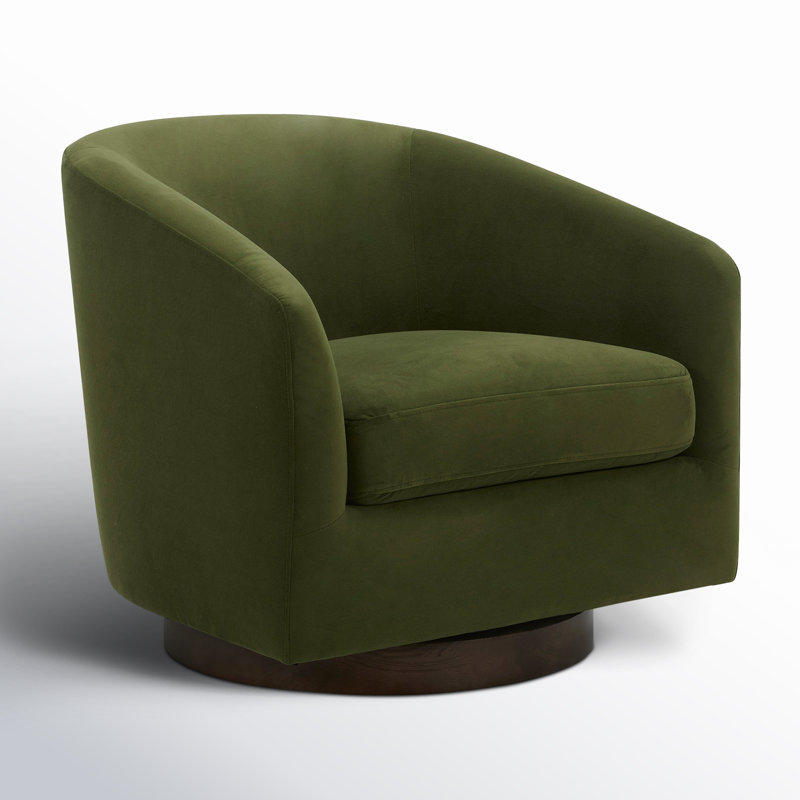 Bennett Swivel Barrel Chair, Bella Forest Performance Velvet