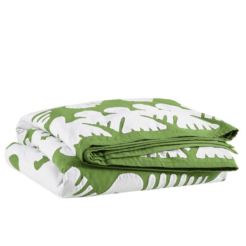 Knight Wood Kit Kemp x Annie Selke Knight Wood Cutwork Lapis Coverlet, Olive, Full/Queen Coverlet