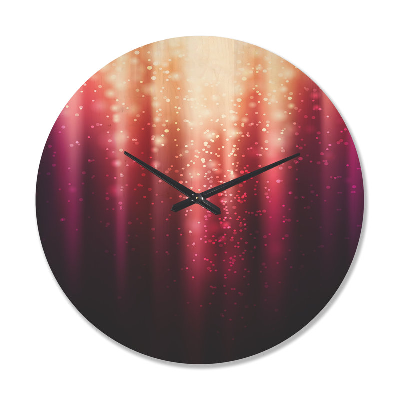 Mauve avec lumière magique - horloge murale moderne en bois, Très grand