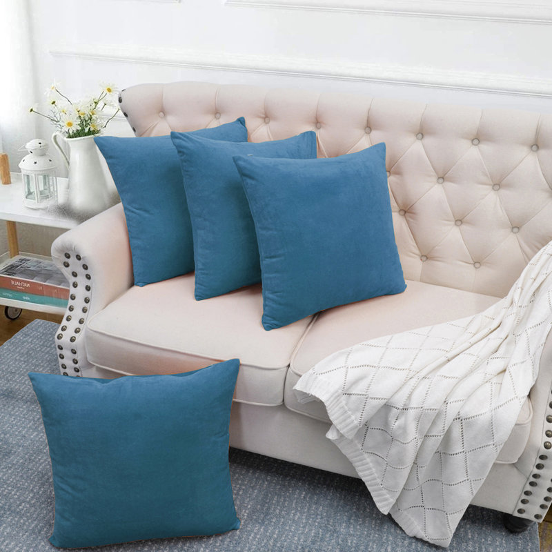 Supersoft Velvet Square Throw Pillow Cover, Storm Blue