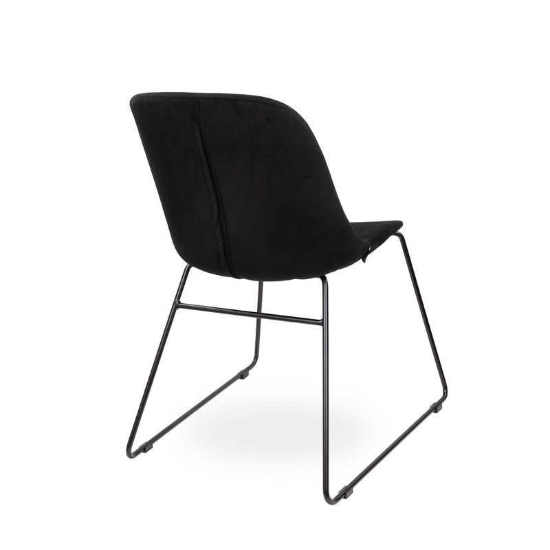 43cm H Velvet Upholstered Side Chair, Black