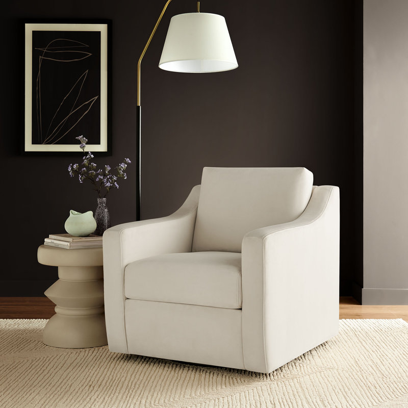 Fauteuil en velours Liora Performance, Velours albâtre