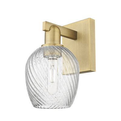 Lyman - 1 lumière - Abat-jour cannelé en spirale transparent - Applique murale