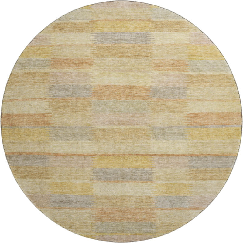 Premium Machine Washable Marasco AMF1628 Stripes Rug, Round 8'