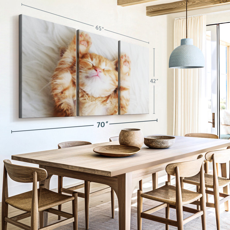 " Sleepy Kitty " 3 - Pieces, 42" H x 65" W