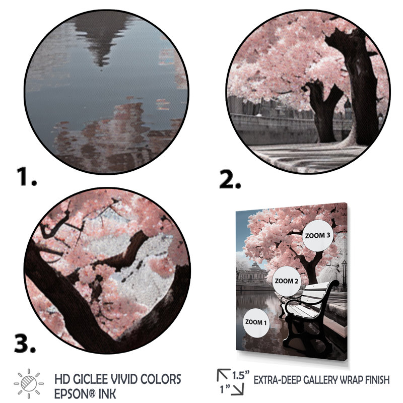 Sérénade rose du jardin du Luxembourg, H 20 po x l 12 po x P 1 po, Toile tendue