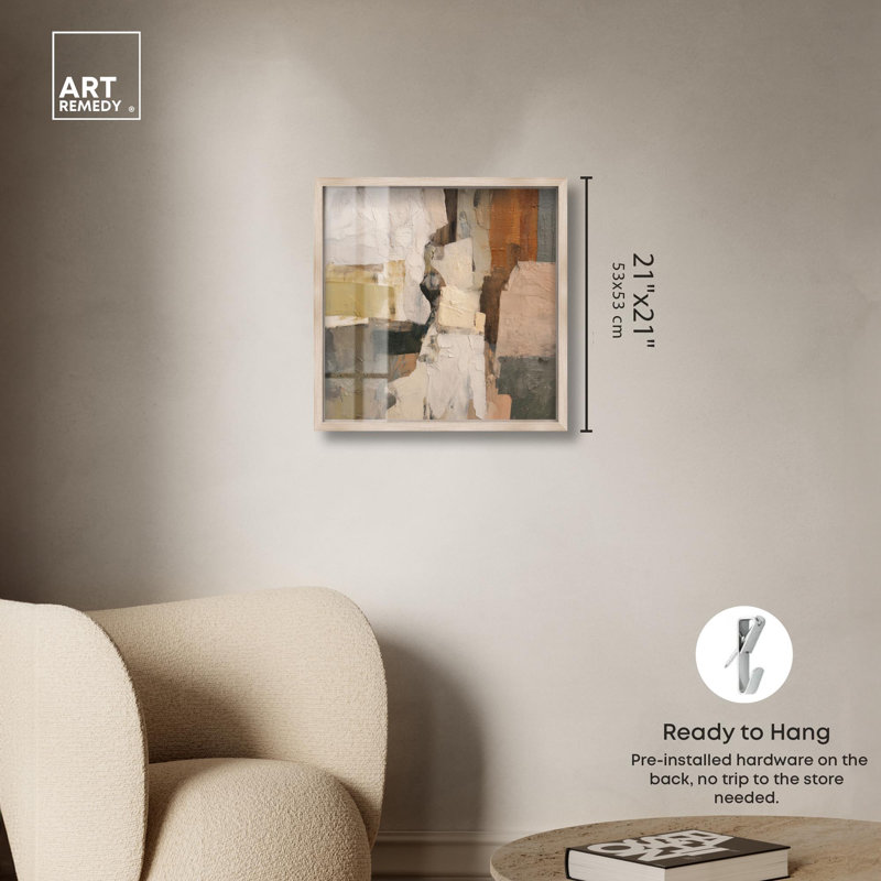 Art mural bohème Fissured Field I Shadowbox par Art Remedy, cadre blond, 21 x 21, H 21 po x l 21 po, Cadre blond