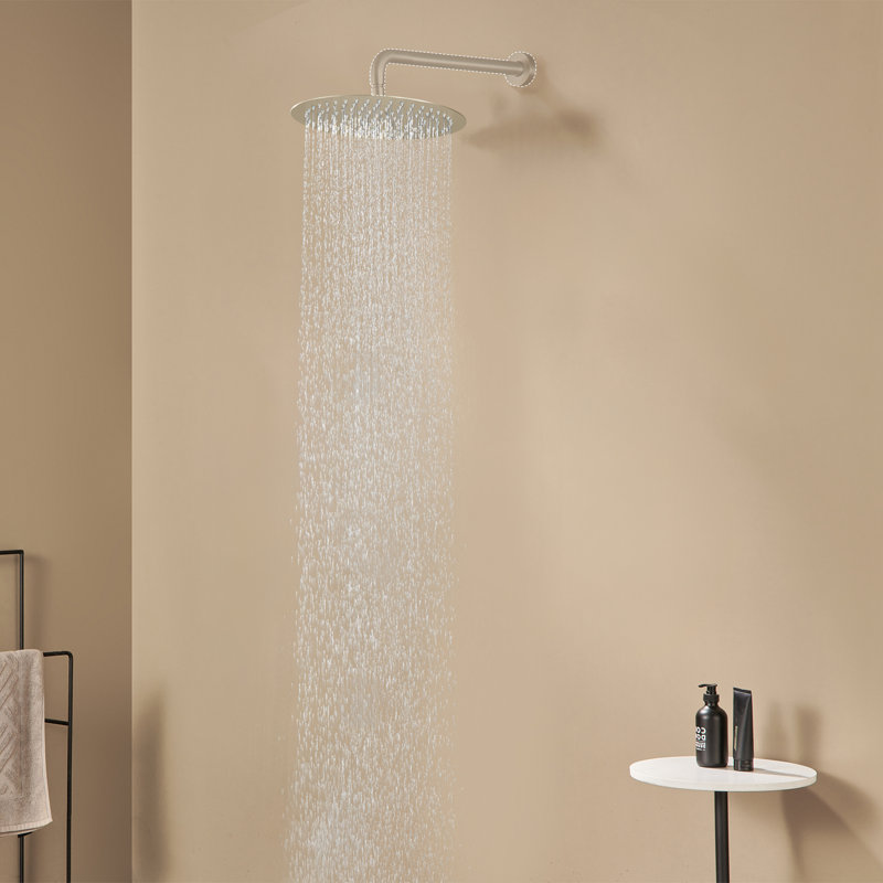 12" 304 Stainless Steel Rain Shower Head, Brushed Nickel, Round