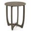 Table rustique en bois gris de 70 cm (27,5 po) avec base convexe, idéale pour la décoration de patio.