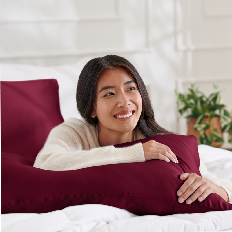 100% Mulberry Silk Pillowcase Zipper Closure, 1 Standard (Zipper Closure) Pillowcase, Burgundy