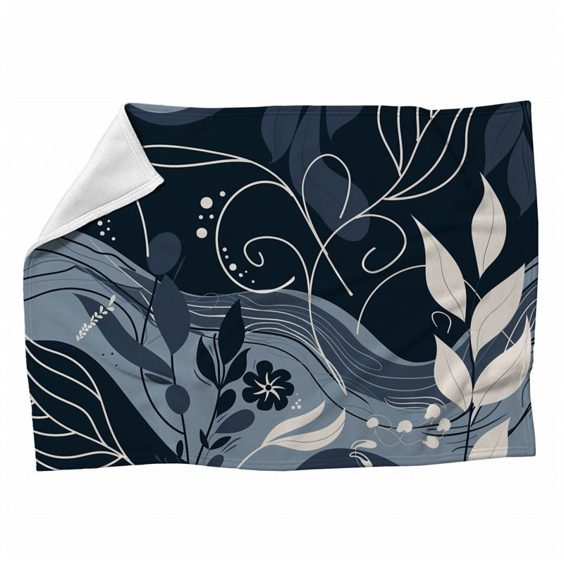 Floral Art Machine Printed Throw Blanket, 60" W x 80" L