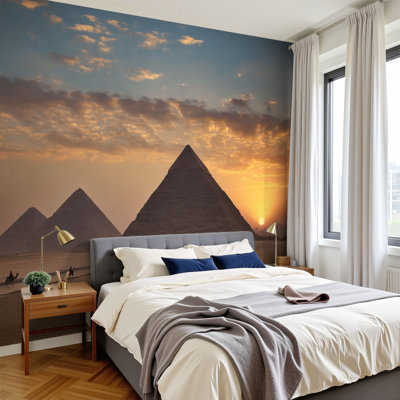 Peel and Stick Wallpaper pyramids giza sunset egyptians pictures Wall Murals 100"H x 144"W Removable PVC Wall Paper Self-Adhesive Wall Decor for Bedroom Living Room Home Office