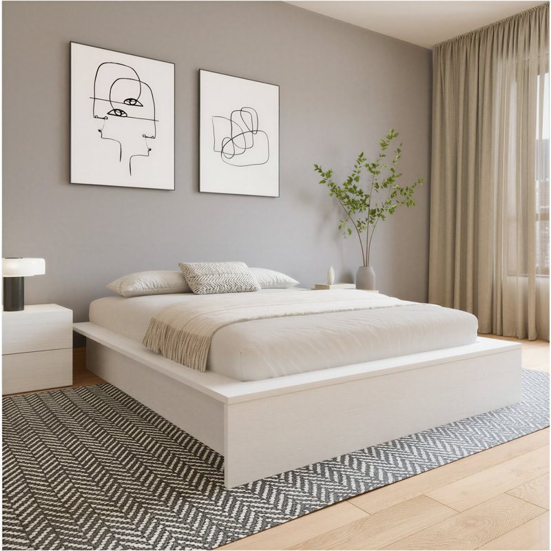 Hamdija Platform Bed, Queen, White