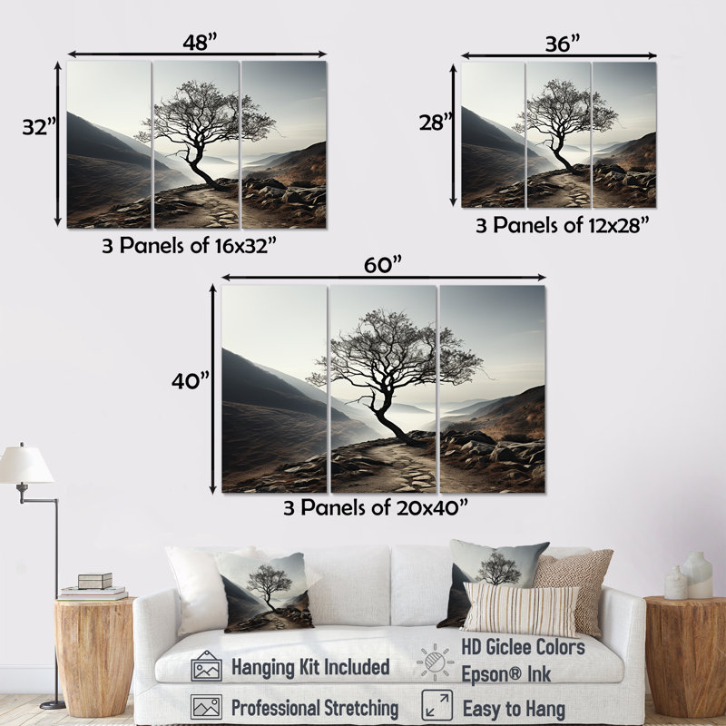 Ensemble de décoration murale Mountain Tree, H 32 po x l 48 po x P 1 po