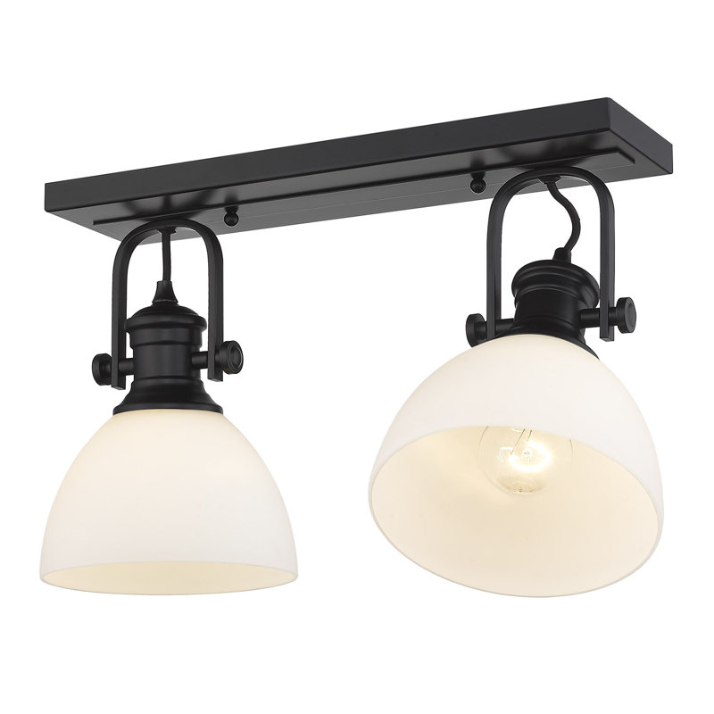 Bales Glass Semi Flush Mount, Opal Glass, Matte Black